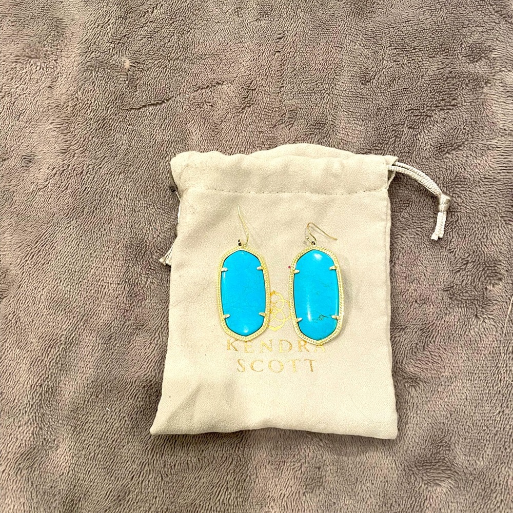 Kendra Scott Elle gold drop earrings in turquoise
